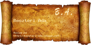 Beszteri Ada névjegykártya